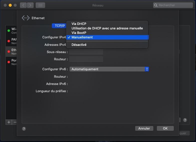 Manual IP settings macOS