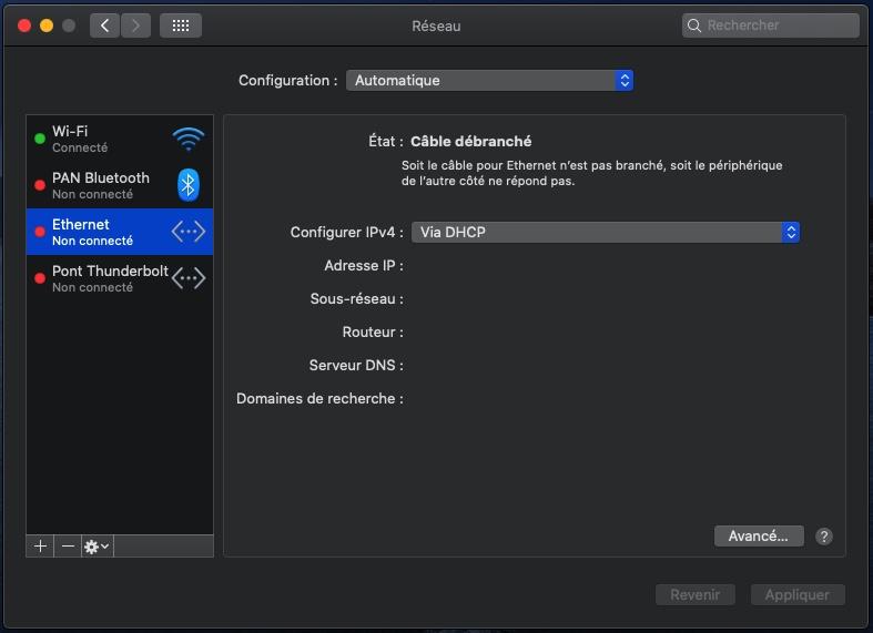 Ethernet settings macOS